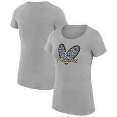Golden State Warriors G-III 4Her by Carl Banks Women's Super-Slim Fit Lightweight Leopard Heart T-Shirt Heather Gray