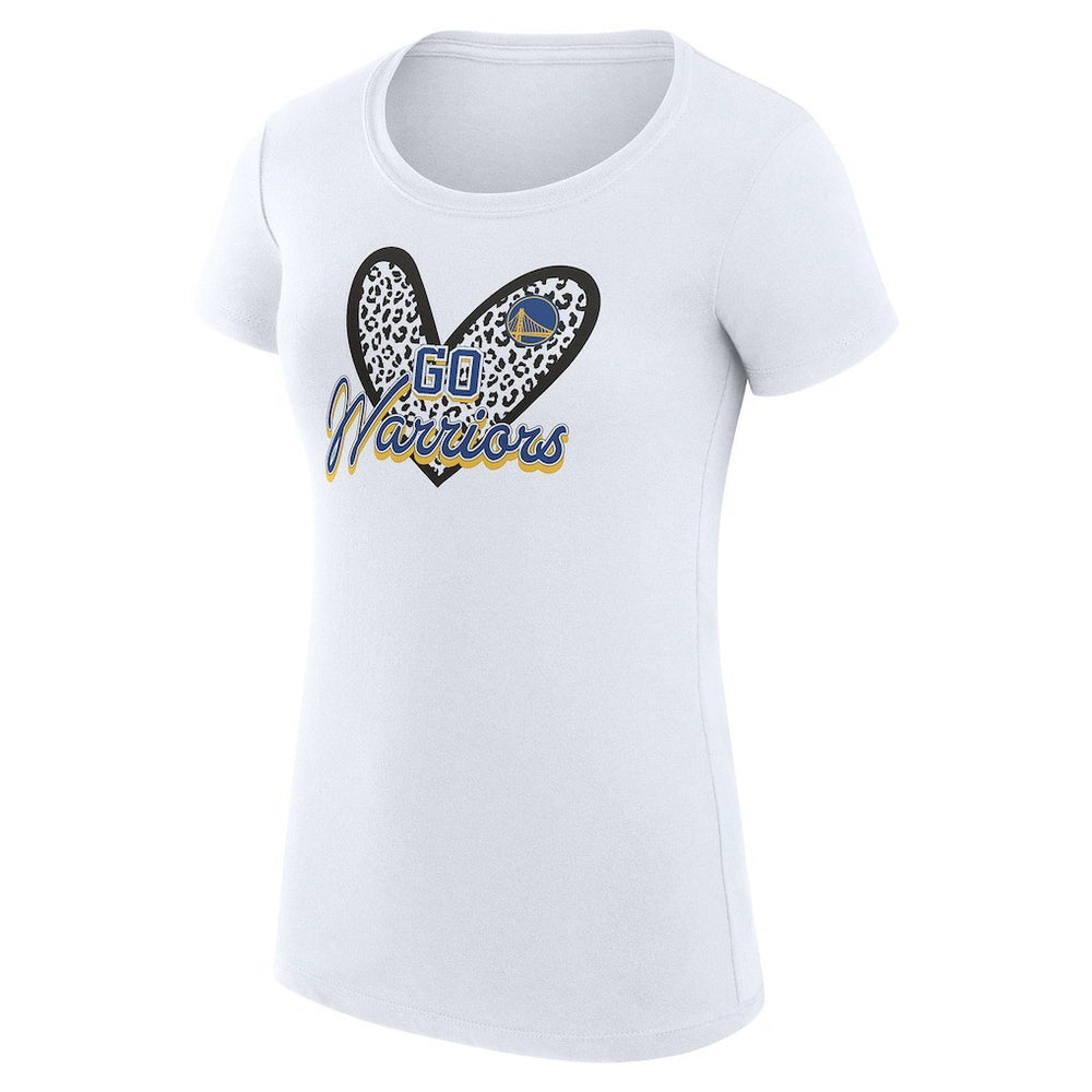 Golden State Warriors G-III 4Her by Carl Banks Women's Super-Slim Fit Lightweight Leopard Heart T-Shirt White