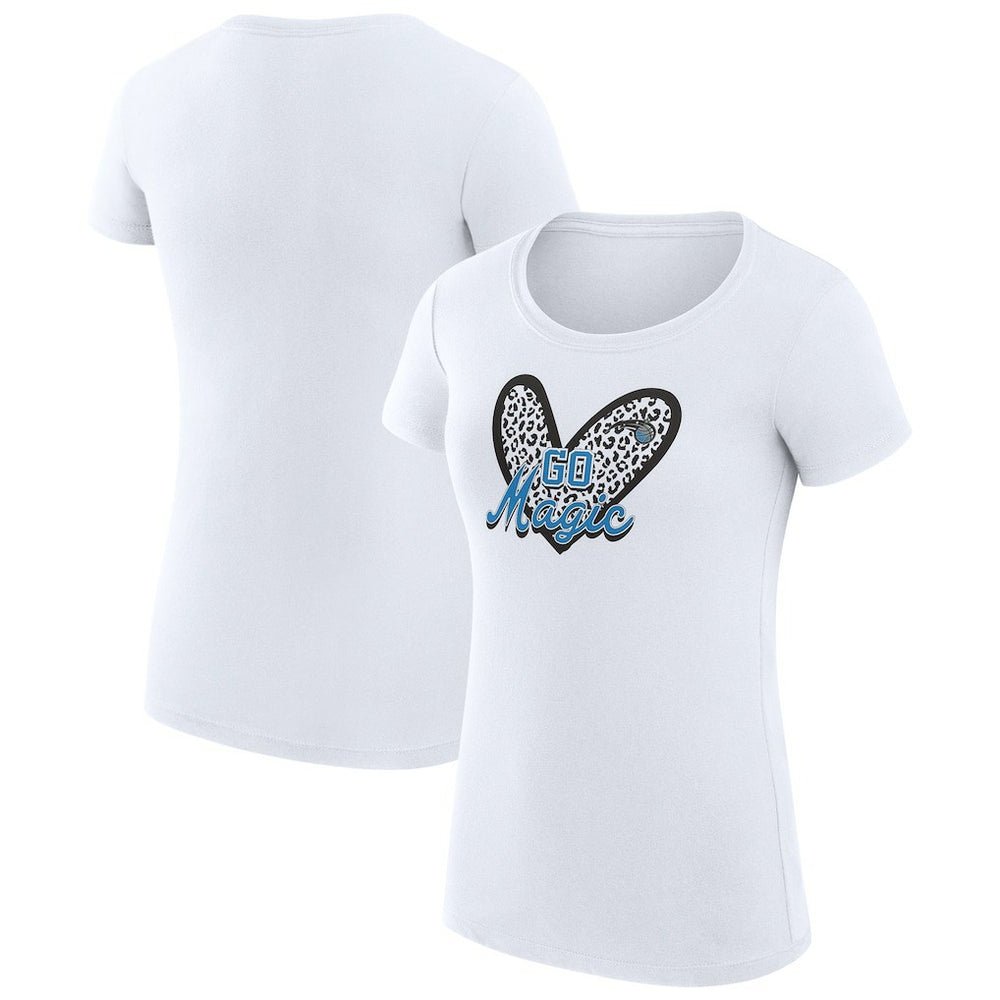 Orlando Magic G-III 4Her by Carl Banks Women's Super-Slim Fit Lightweight Leopard Heart T-Shirt White outlet