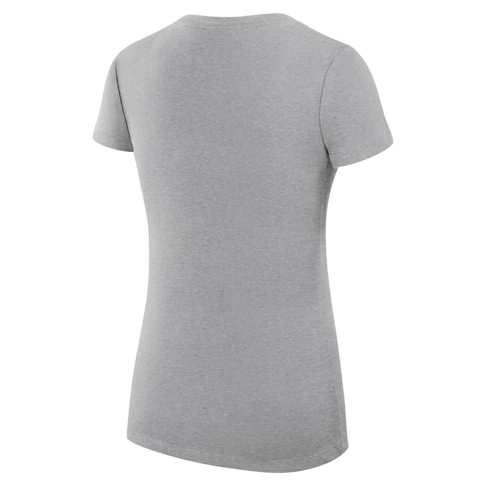 Detroit Pistons G-III 4Her by Carl Banks Women's Super-Slim Fit Lightweight Leopard Heart V-Neck T-Shirt Heather Gray