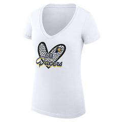 Indiana Pacers G-III 4Her by Carl Banks Women's Super-Slim Fit Lightweight Leopard Heart V-Neck T-Shirt White