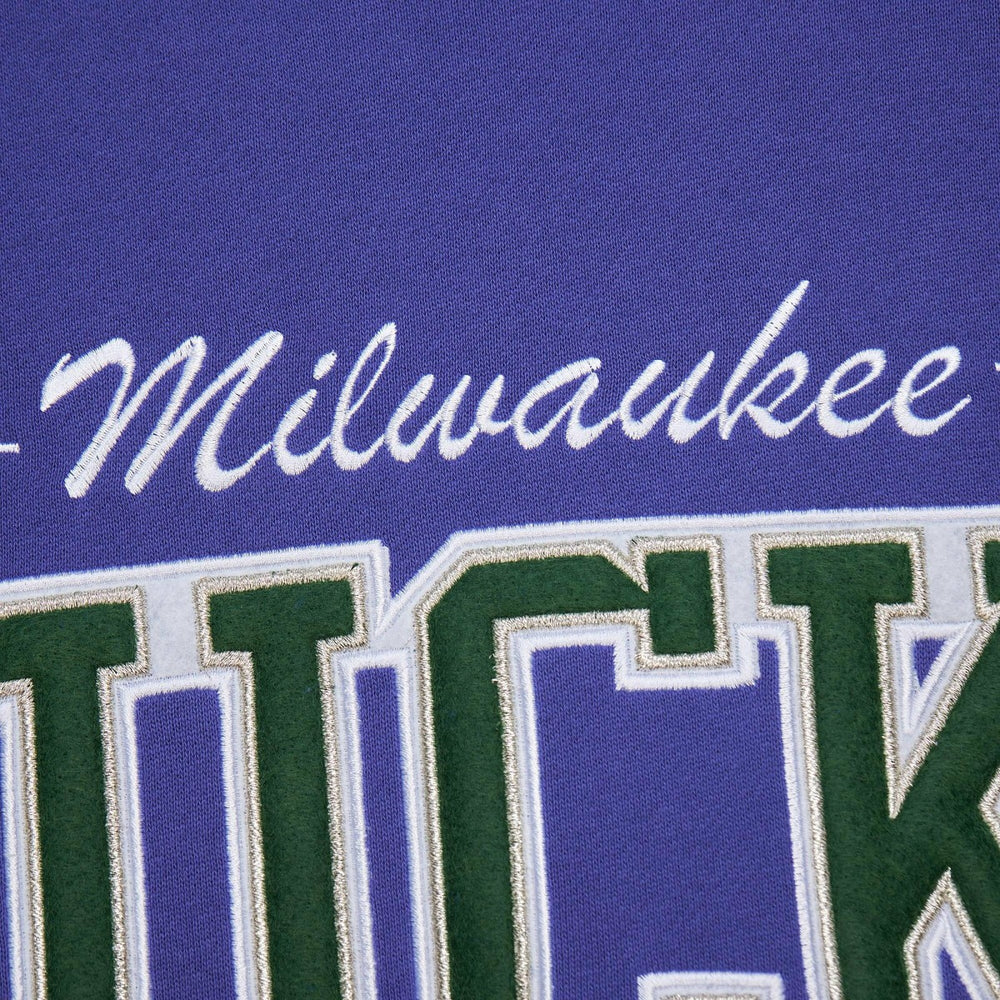 Milwaukee Bucks Hardwood Classics There & Back 2.0 Vintage Pullover Sweatshirt Purple - Mitchell & Ness