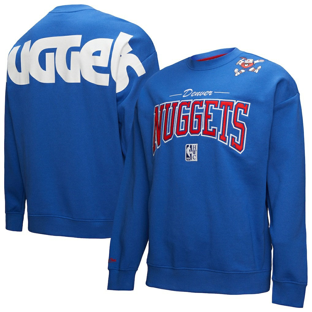 Denver Nuggets Hardwood Classics There & Back 2.0 Vintage Pullover Sweatshirt Royal - Mitchell & Ness outlet