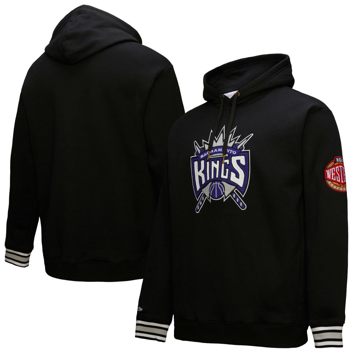 Sacramento Kings Chainstitch Applique Vintage Heavyweight Pullover Hoodie Black - Mitchell & Ness
