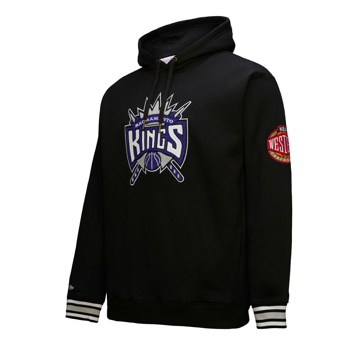 Sacramento Kings Chainstitch Applique Vintage Heavyweight Pullover Hoodie Black - Mitchell & Ness