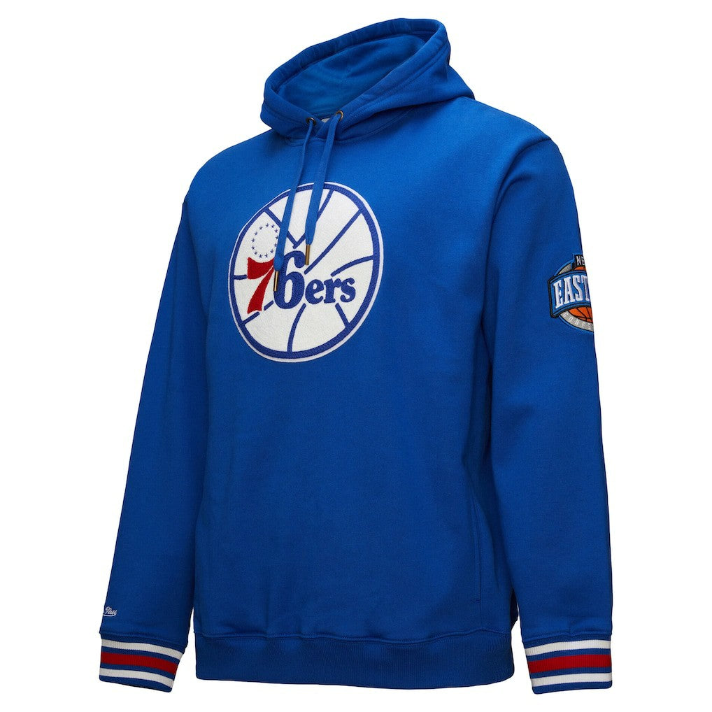 Philadelphia 76ers Chainstitch Applique Vintage Heavyweight Pullover Hoodie Royal - Mitchell & Ness
