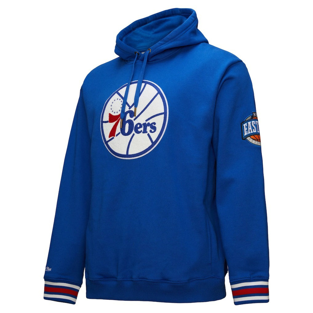 Philadelphia 76ers Chainstitch Applique Vintage Heavyweight Pullover Hoodie Royal - Mitchell & Ness