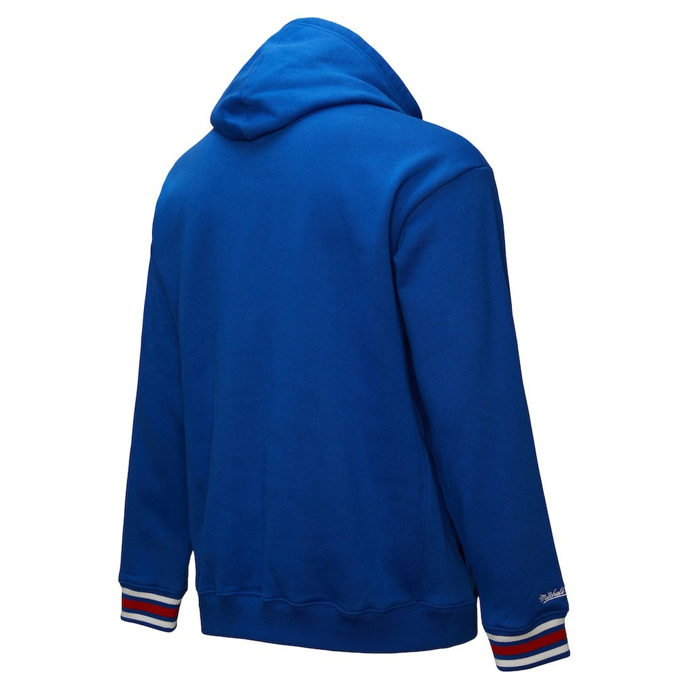 Philadelphia 76ers Chainstitch Applique Vintage Heavyweight Pullover Hoodie Royal - Mitchell & Ness