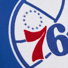 Philadelphia 76ers Chainstitch Applique Vintage Heavyweight Pullover Hoodie Royal - Mitchell & Ness