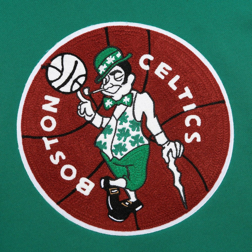 Boston Celtics Chainstitch Applique Vintage Heavyweight Pullover Hoodie Kelly Green - Mitchell & Ness