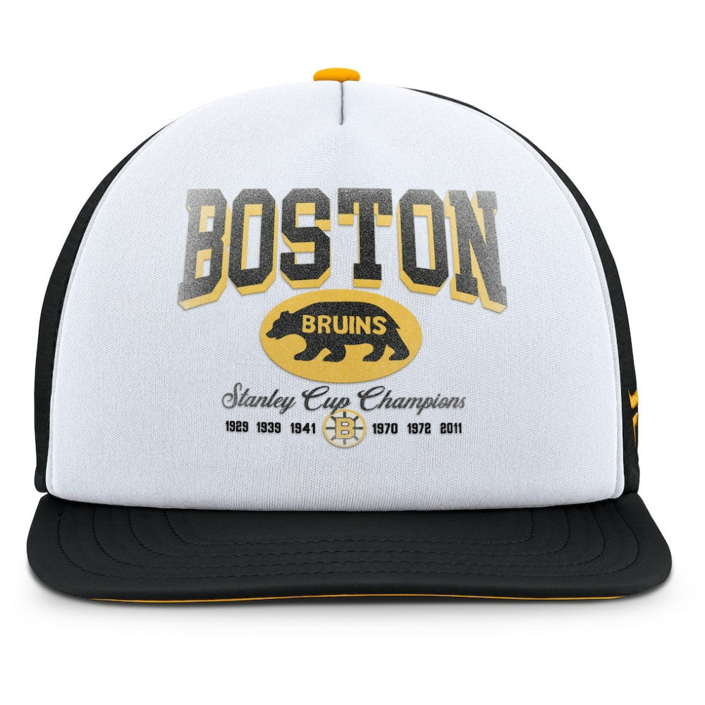 Boston Bruins Fanatics Decades Collection Foam Front Snapback Hat - White/Black | US 202097333