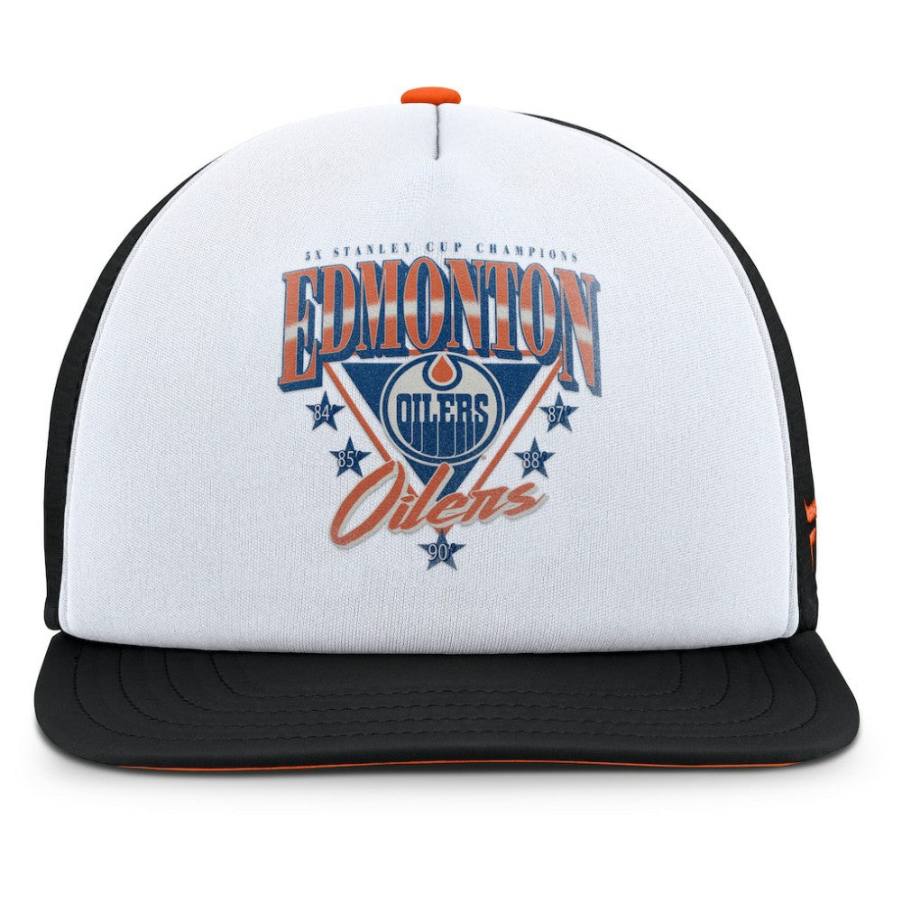 Edmonton Oilers Fanatics Decades Collection Foam Front Snapback Hat - White/Black | US 202097336