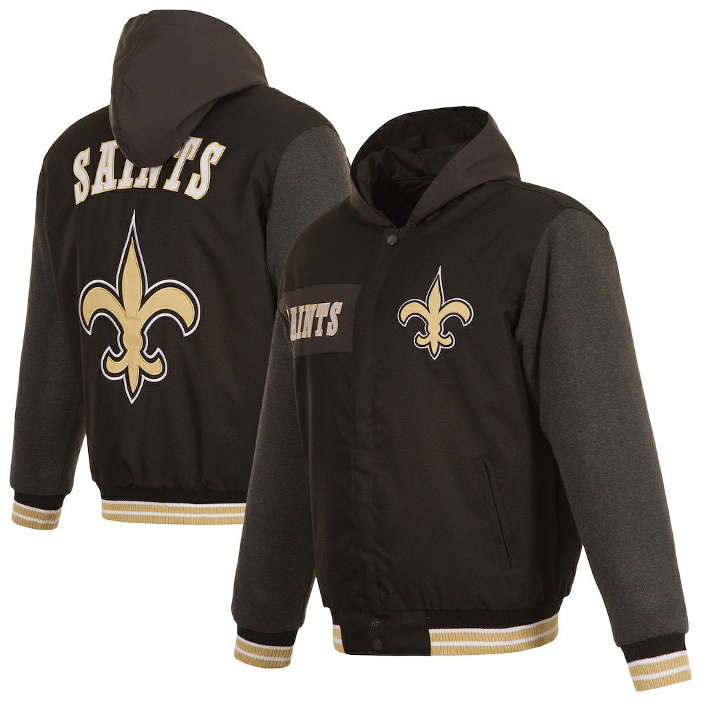 New Orleans Saints JH Design Reversible Twill Hoodie Full-Zip Jacket - Black Hoodies