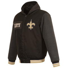 New Orleans Saints JH Design Reversible Twill Hoodie Full-Zip Jacket - Black Hoodies