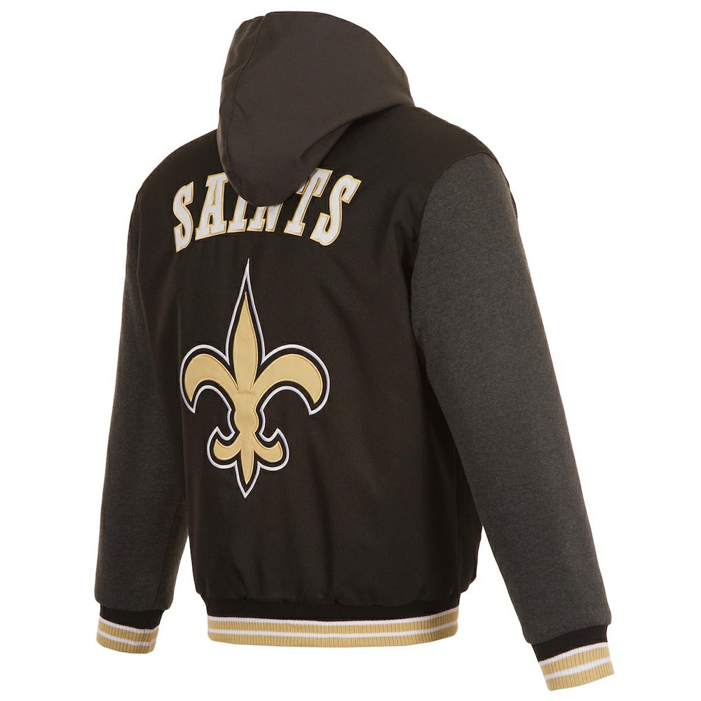 New Orleans Saints JH Design Reversible Twill Hoodie Full-Zip Jacket - Black Hoodies