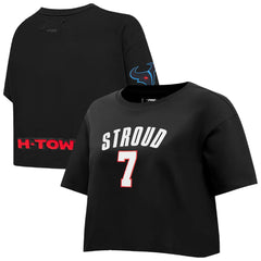 C.J. Stroud Houston Texans Pro Standard Women's Player Name & Number Cropped Boxy T-Shirt - Black T-shirts