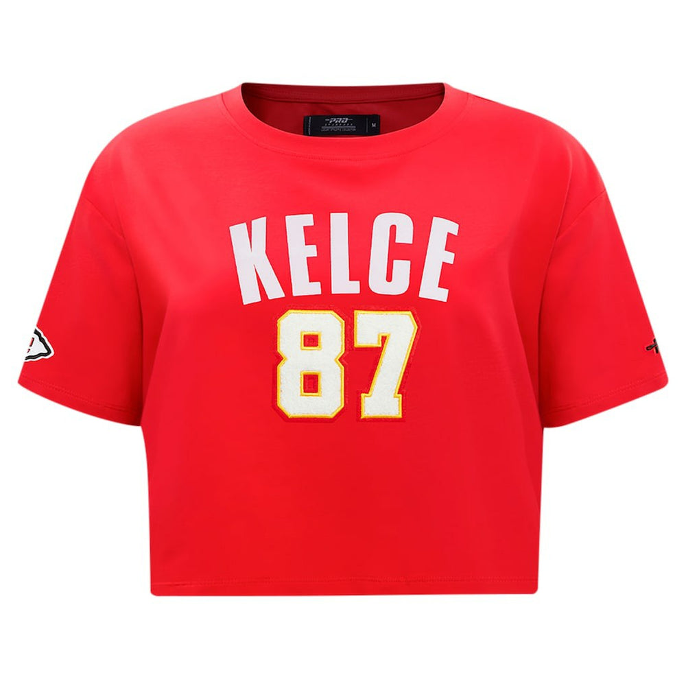 Travis Kelce Kansas City Chiefs Pro Standard Women's Player Name & Number Cropped Boxy T-Shirt - Red T-shirts