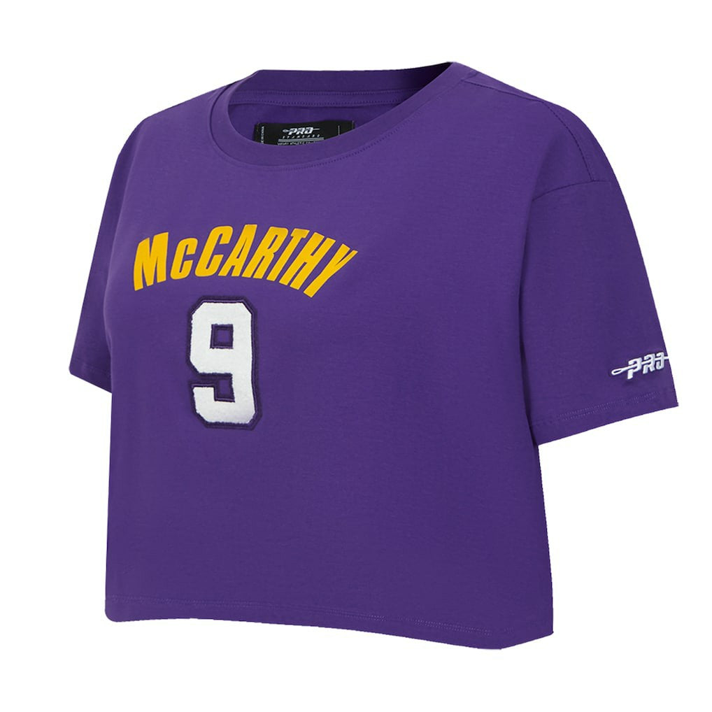J.J. McCarthy Minnesota Vikings Pro Standard Women's Player Name & Number Cropped Boxy T-Shirt - Purple T-shirts