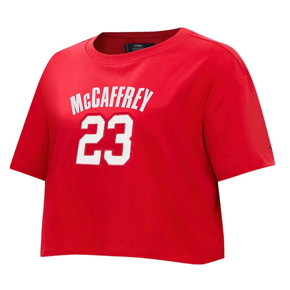 Christian McCaffrey San Francisco 49ers Pro Standard Women's Player Name & Number Cropped Boxy T-Shirt - Scarlet T-shirts