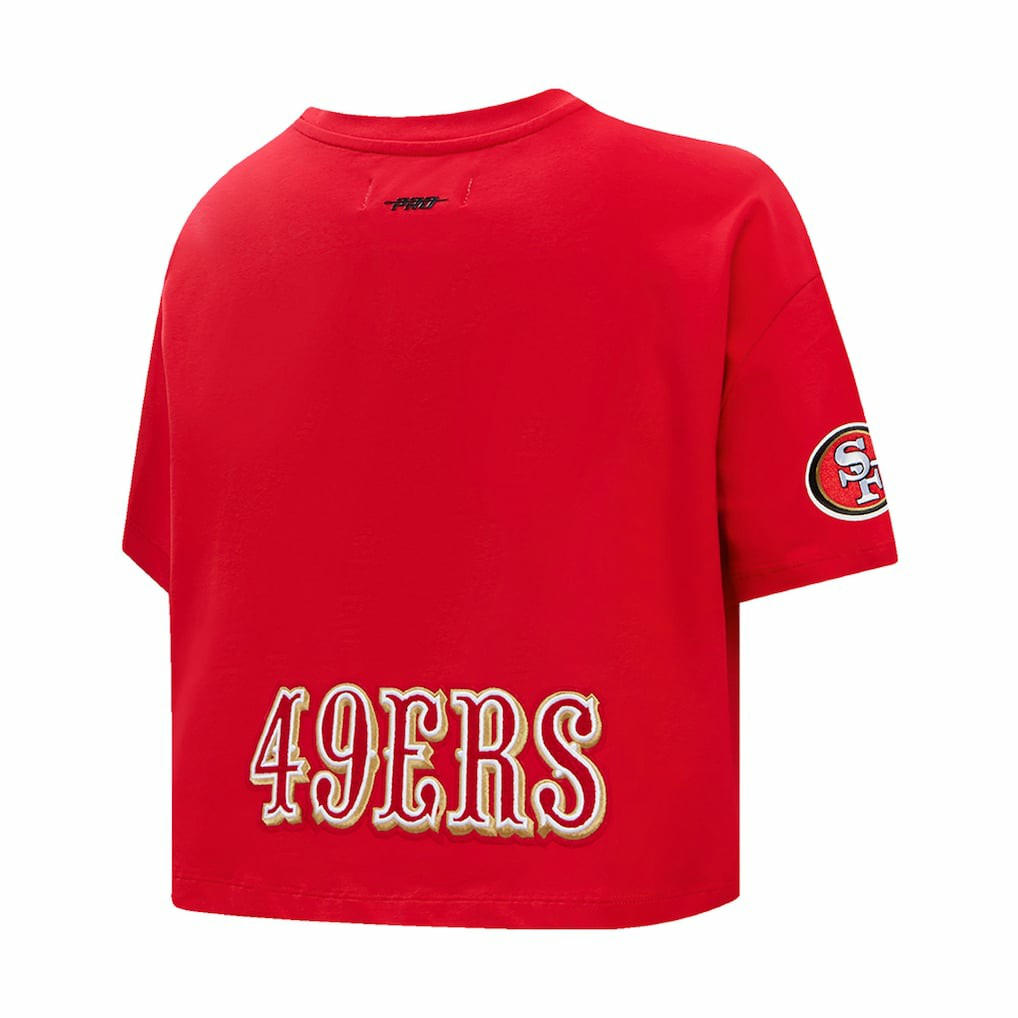 Christian McCaffrey San Francisco 49ers Pro Standard Women's Player Name & Number Cropped Boxy T-Shirt - Scarlet T-shirts