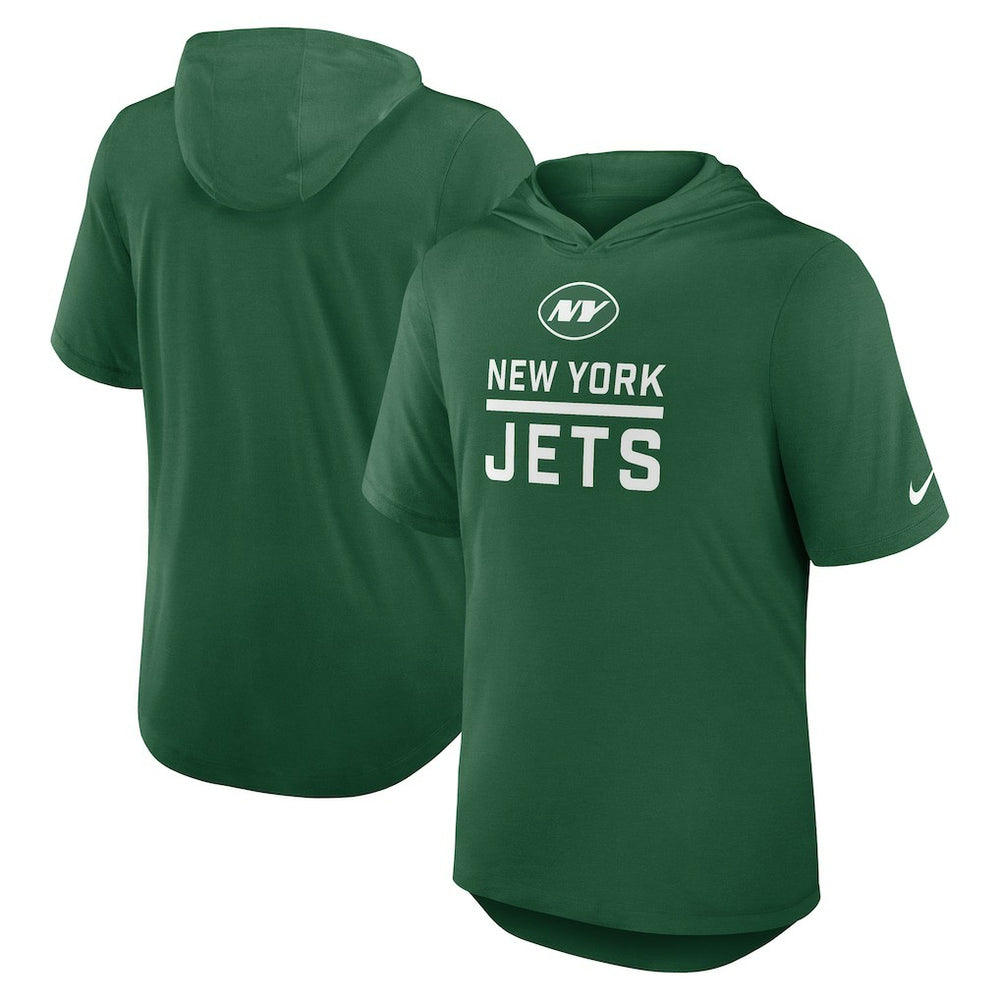 New York Jets Lockup Tri-Blend Hoodie T-Shirt - Green Hoodies