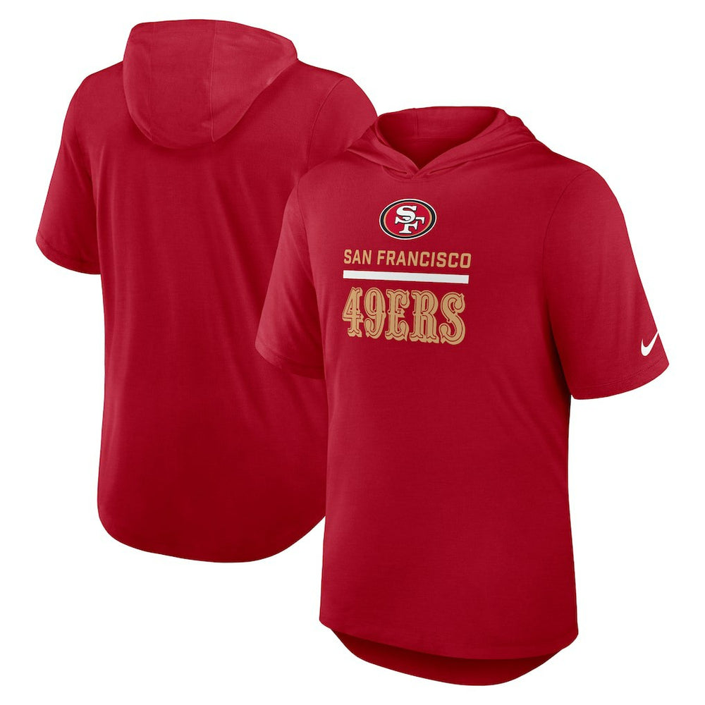 San Francisco 49ers Lockup Tri-Blend Hoodie T-Shirt - Scarlet Hoodies