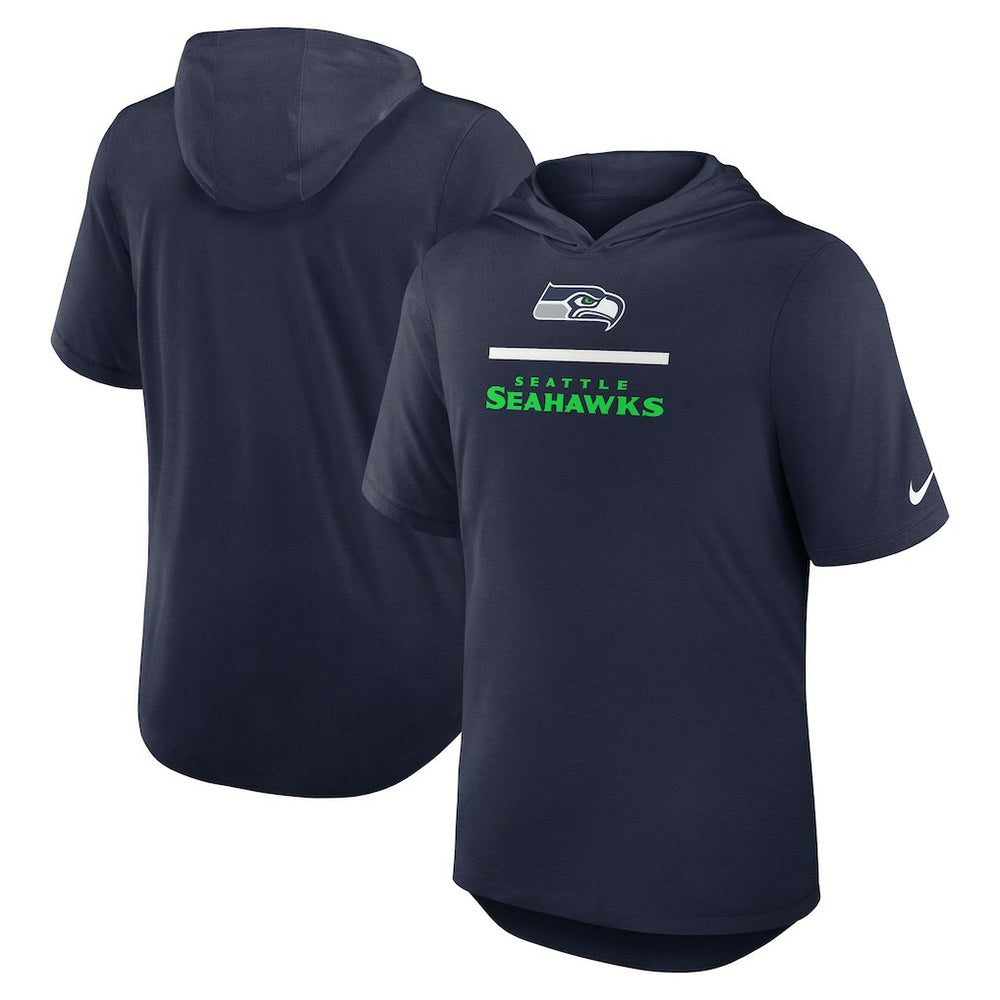 Seattle Seahawks Lockup Tri-Blend Hoodie T-Shirt - College Navy Hoodies