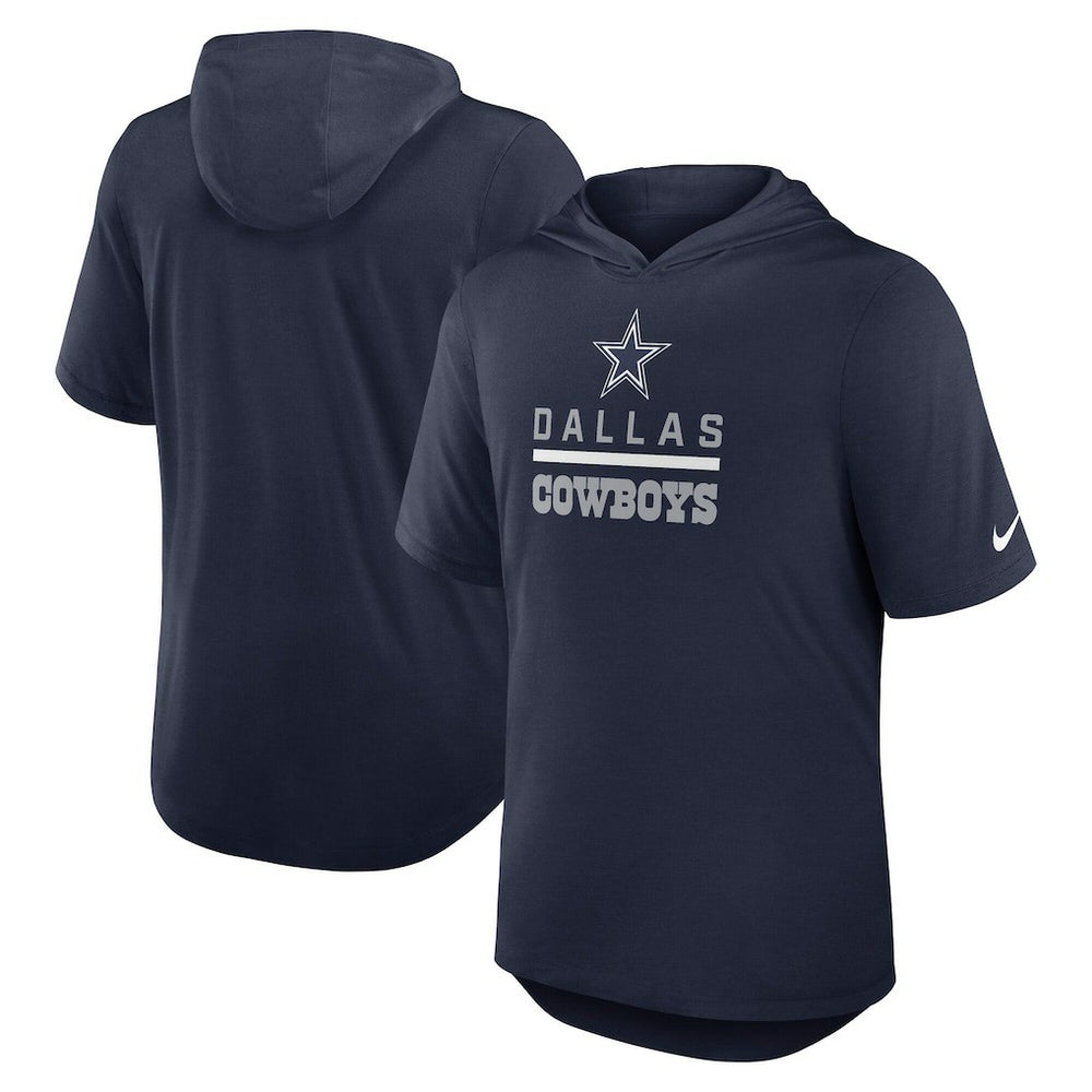 Dallas Cowboys Lockup Tri-Blend Hoodie T-Shirt - Navy Hoodies