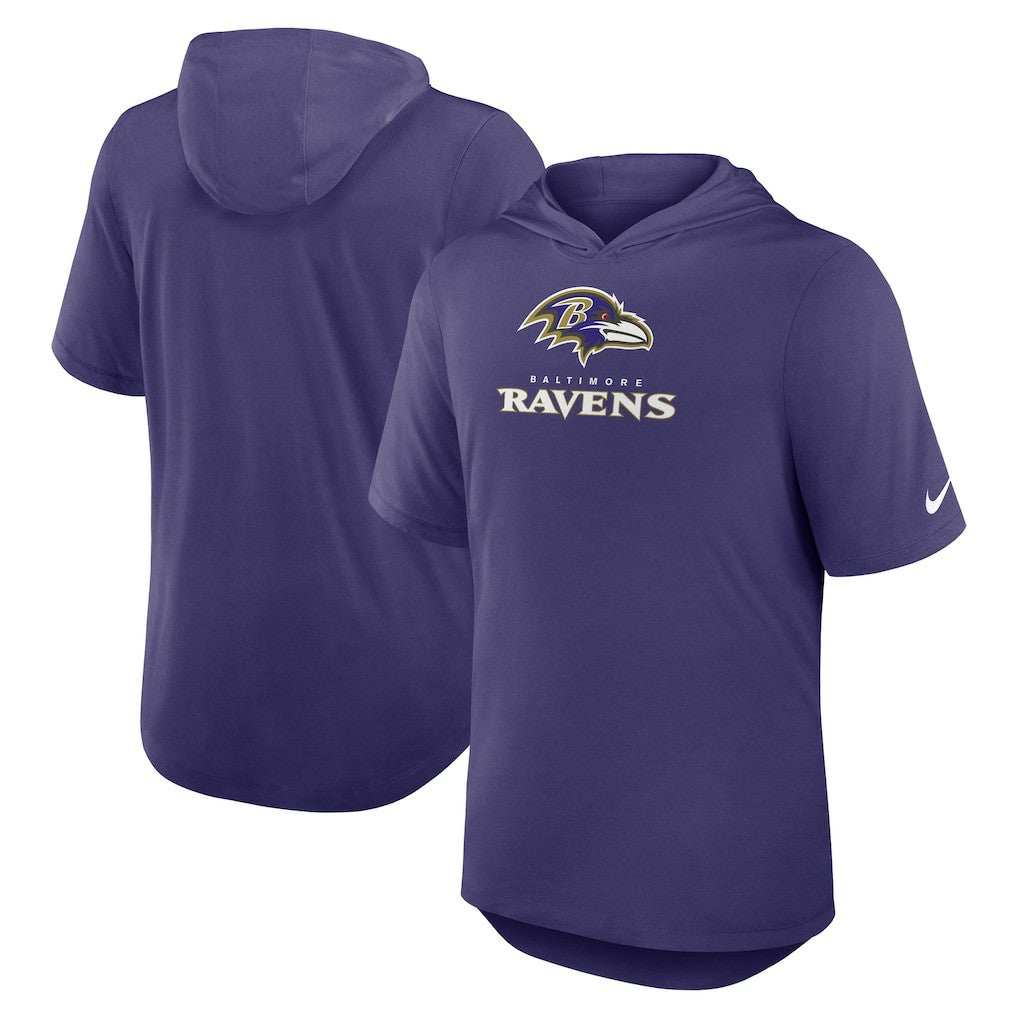 Baltimore Ravens Lockup Tri-Blend Hoodie T-Shirt - Purple Hoodies