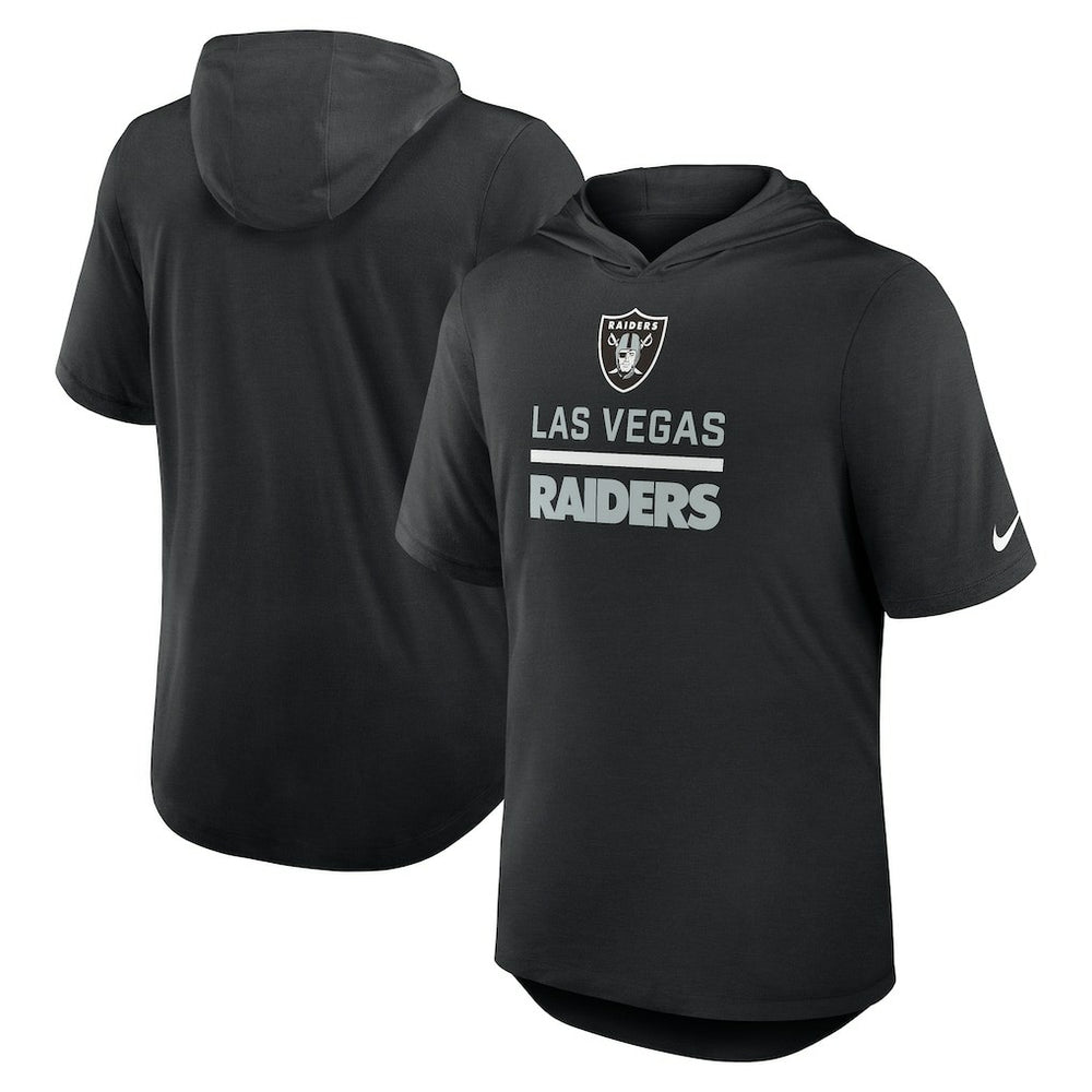 Las Vegas Raiders Lockup Tri-Blend Hoodie T-Shirt - Black Hoodies