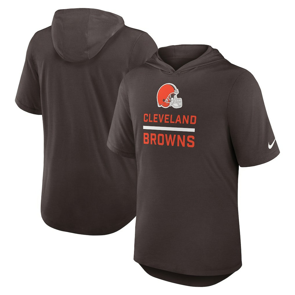 Cleveland Browns Lockup Tri-Blend Hoodie T-Shirt - Brown Hoodies