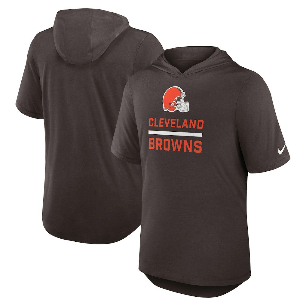 Cleveland Browns Lockup Tri-Blend Hoodie T-Shirt - Brown Hoodies