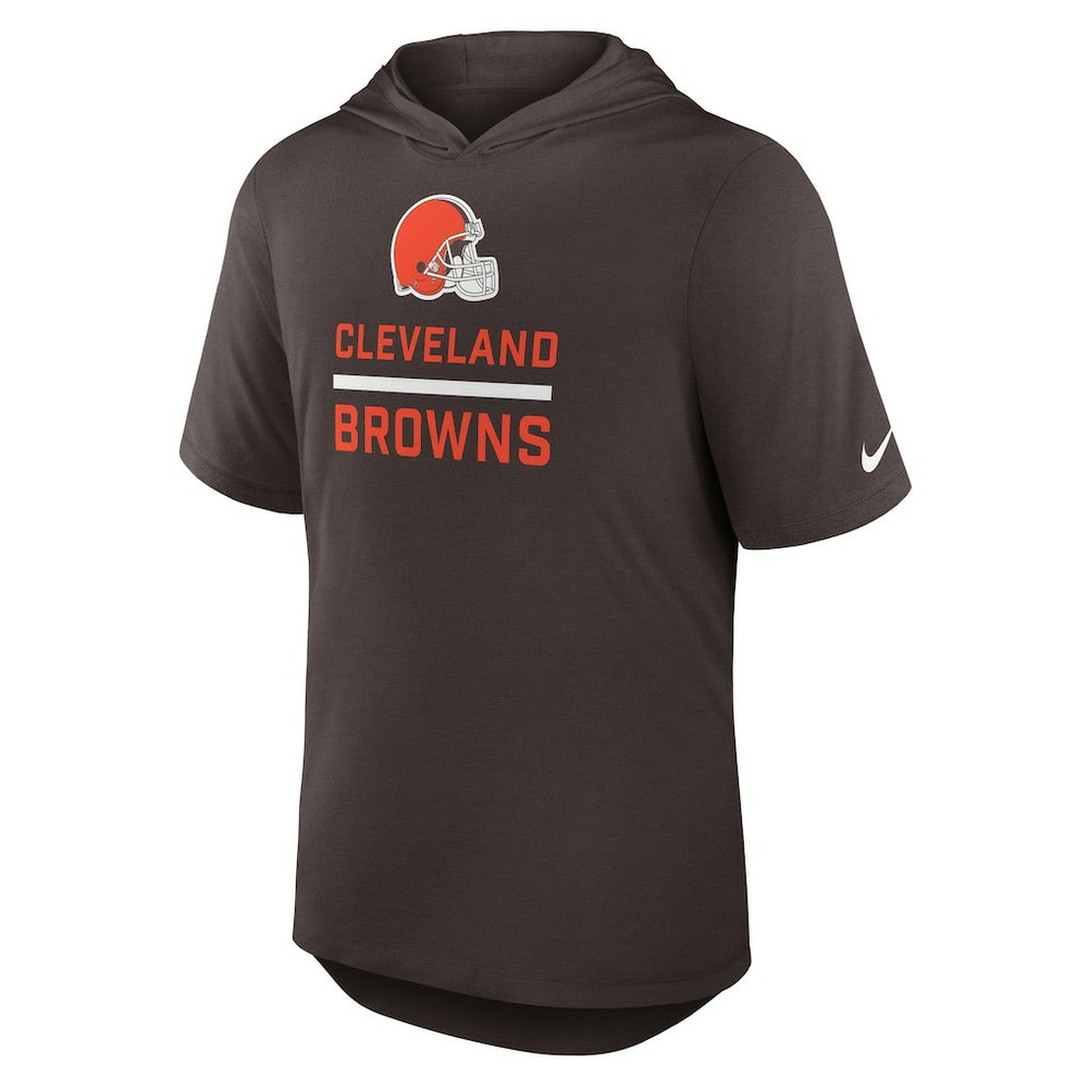 Cleveland Browns Lockup Tri-Blend Hoodie T-Shirt - Brown Hoodies