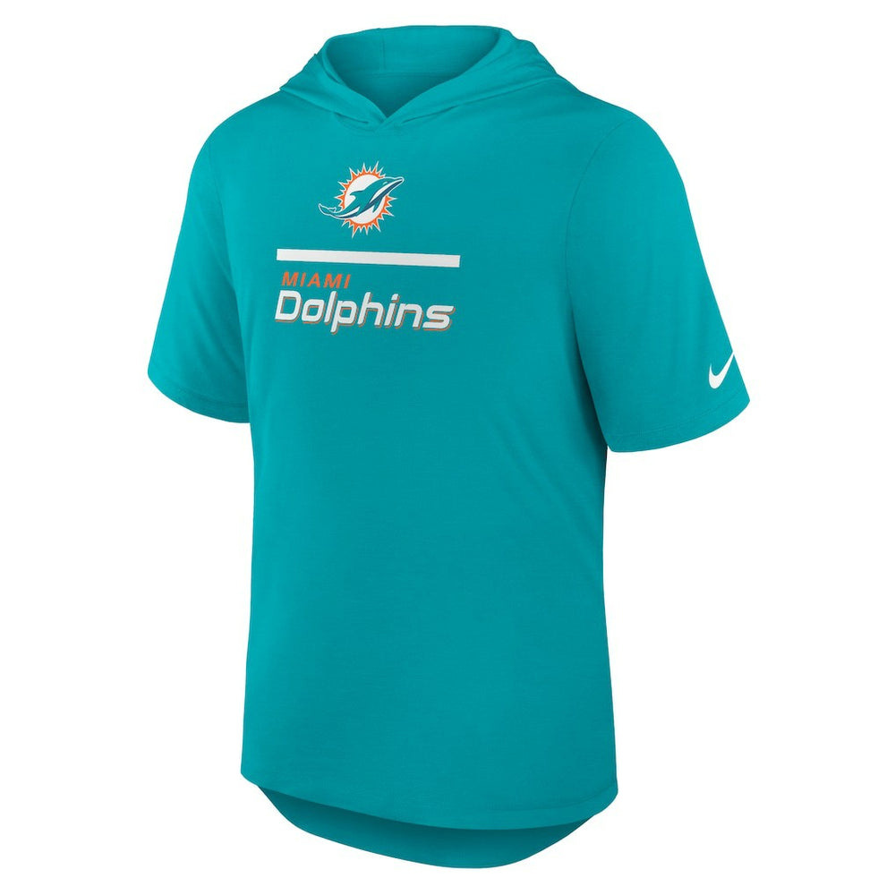 Miami Dolphins Lockup Tri-Blend Hoodie T-Shirt - Aqua Hoodies