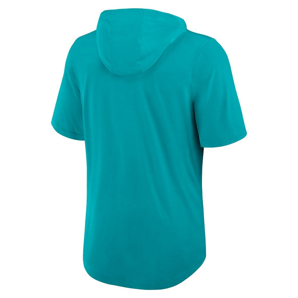 Miami Dolphins Lockup Tri-Blend Hoodie T-Shirt - Aqua Hoodies