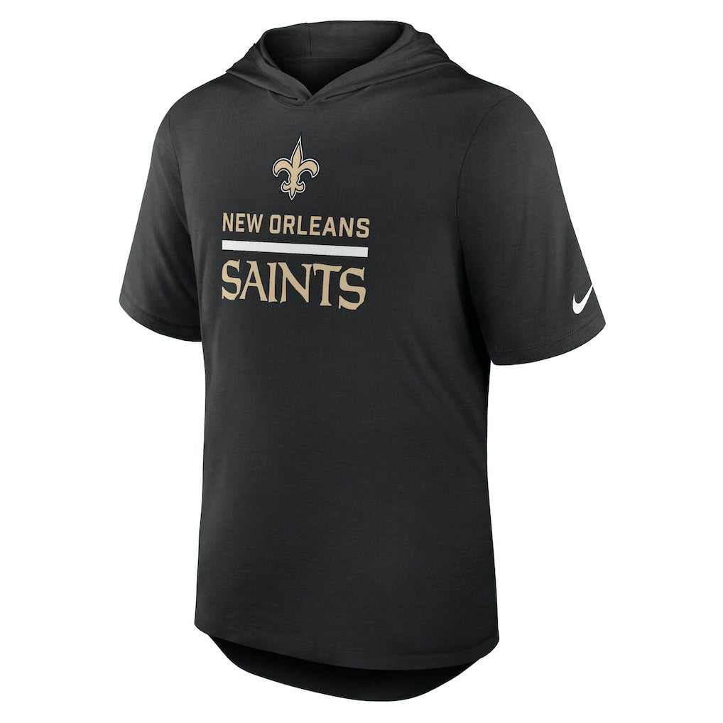New Orleans Saints Lockup Tri-Blend Hoodie T-Shirt - Black Hoodies