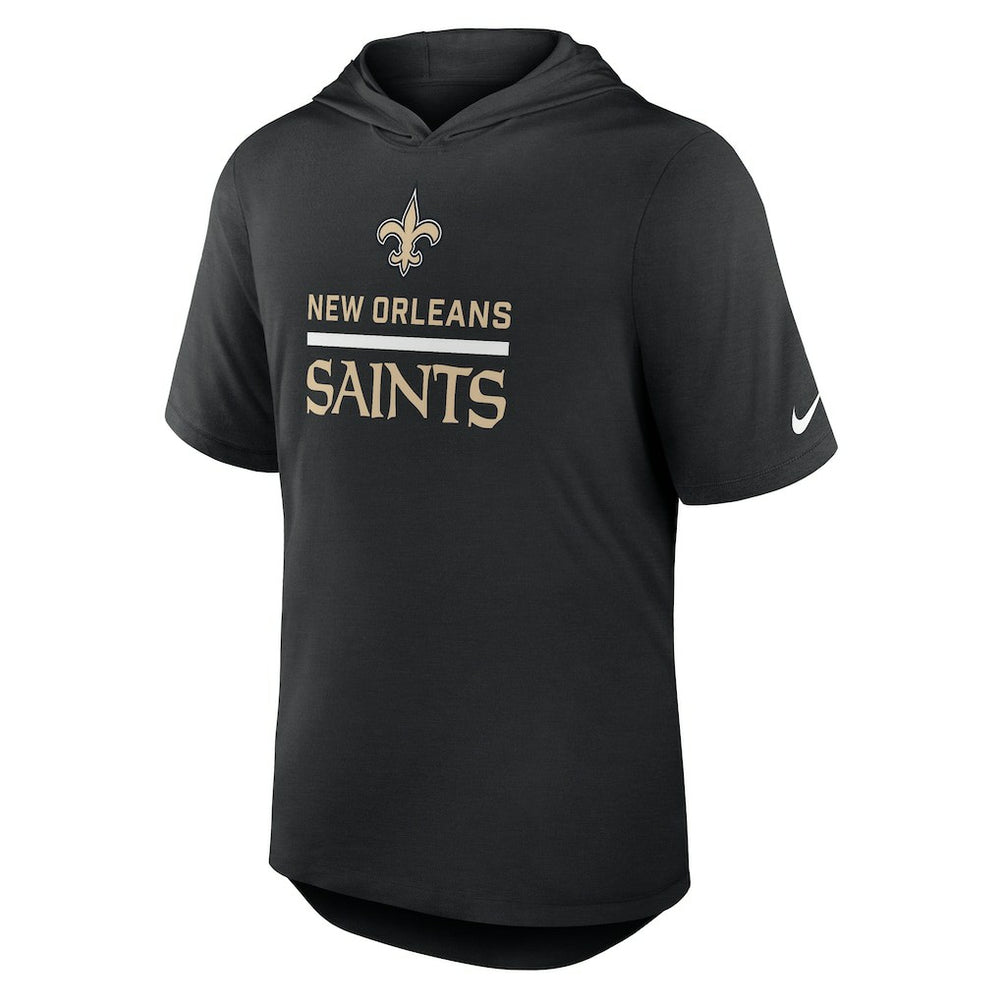 New Orleans Saints Lockup Tri-Blend Hoodie T-Shirt - Black Hoodies