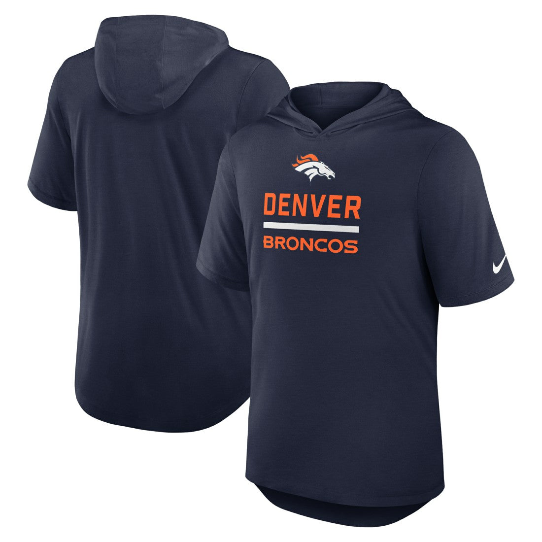 Denver Broncos Lockup Tri-Blend Hoodie T-Shirt - Navy Hoodies