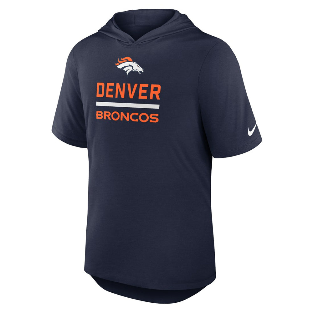Denver Broncos Lockup Tri-Blend Hoodie T-Shirt - Navy Hoodies