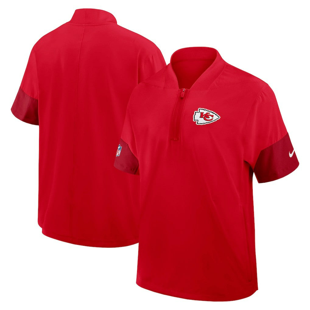 Kansas City Chiefs Sideline Short Sleeve Quarter-Zip Dri-FIT Coach Jacket - Red Jackets