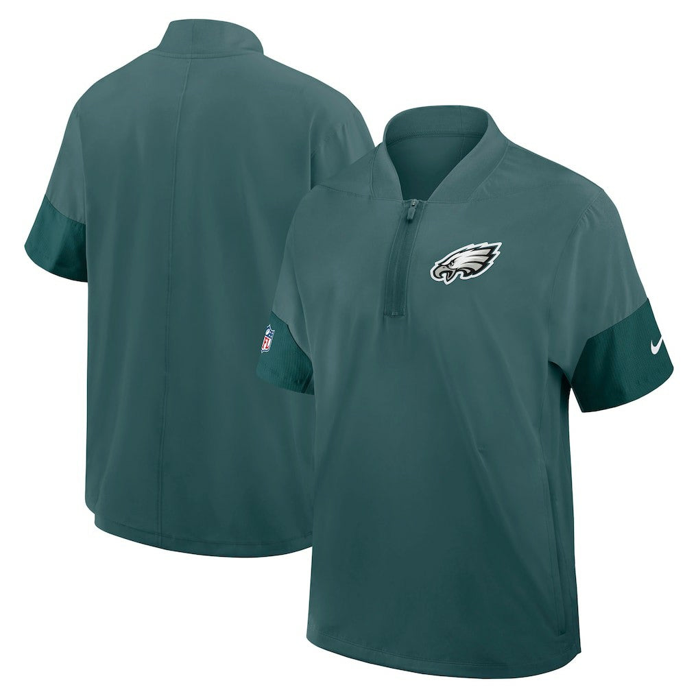 Philadelphia Eagles Sideline Short Sleeve Quarter-Zip Dri-FIT Coach Jacket - Midnight Green Jackets