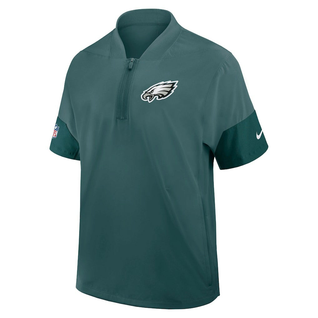 Philadelphia Eagles Sideline Short Sleeve Quarter-Zip Dri-FIT Coach Jacket - Midnight Green Jackets