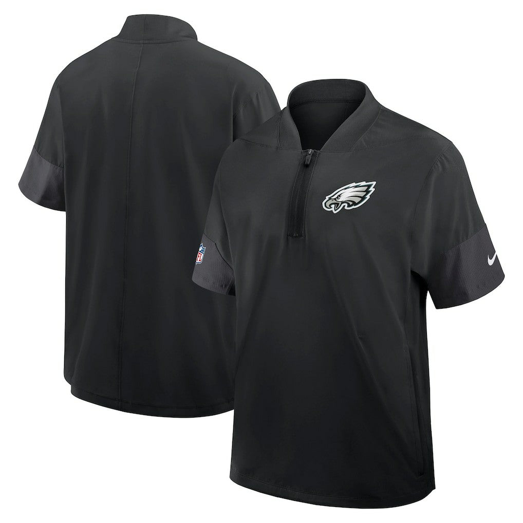 Philadelphia Eagles Sideline Short Sleeve Quarter-Zip Dri-FIT Coach Jacket - Black Jackets