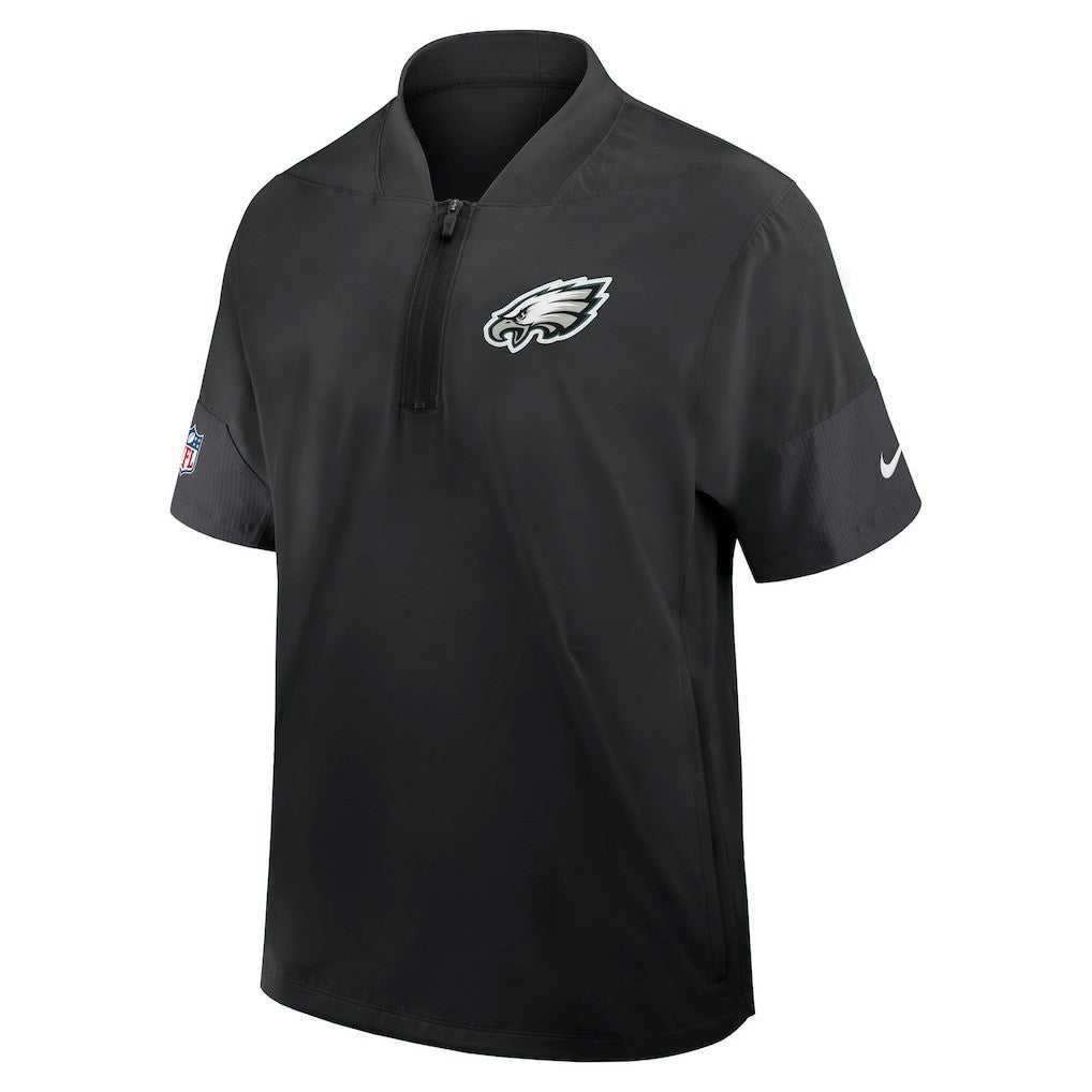 Philadelphia Eagles Sideline Short Sleeve Quarter-Zip Dri-FIT Coach Jacket - Black Jackets
