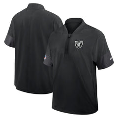 Las Vegas Raiders Sideline Short Sleeve Quarter-Zip Dri-FIT Coach Jacket - Black Jackets