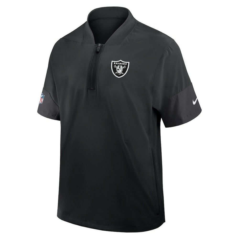 Las Vegas Raiders Sideline Short Sleeve Quarter-Zip Dri-FIT Coach Jacket - Black Jackets