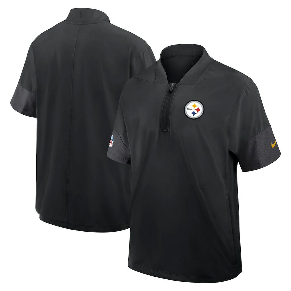 Pittsburgh Steelers Sideline Short Sleeve Quarter-Zip Dri-FIT Coach Jacket - Black Jackets