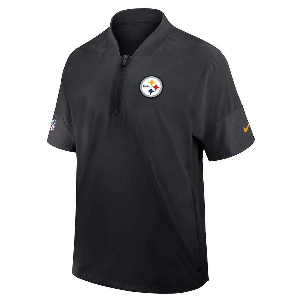 Pittsburgh Steelers Sideline Short Sleeve Quarter-Zip Dri-FIT Coach Jacket - Black Jackets