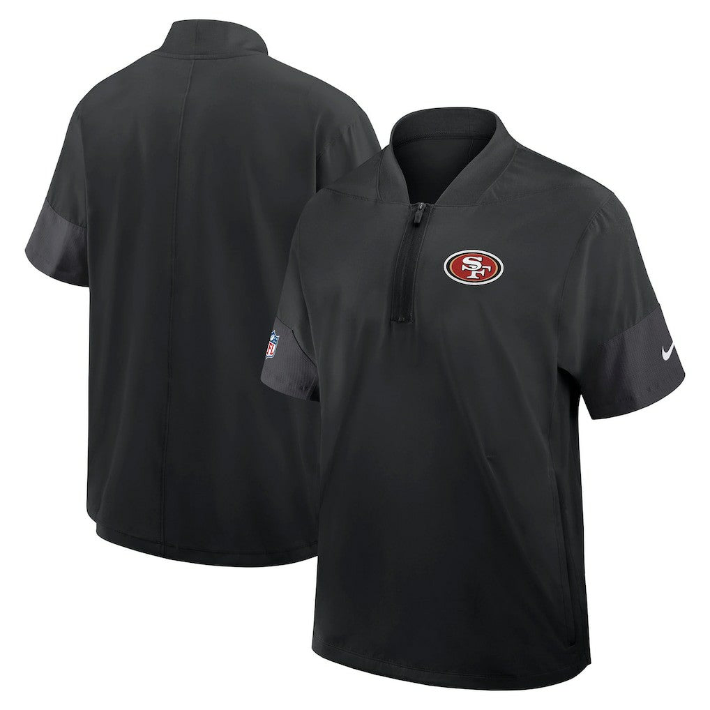 San Francisco 49ers Sideline Short Sleeve Quarter-Zip Dri-FIT Coach Jacket - Black Jackets
