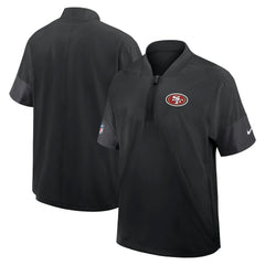 San Francisco 49ers Sideline Short Sleeve Quarter-Zip Dri-FIT Coach Jacket - Black Jackets